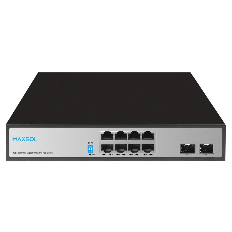 Switch PoE+ Gigabit cu 8 porturi, 2 uplink-uri SFP