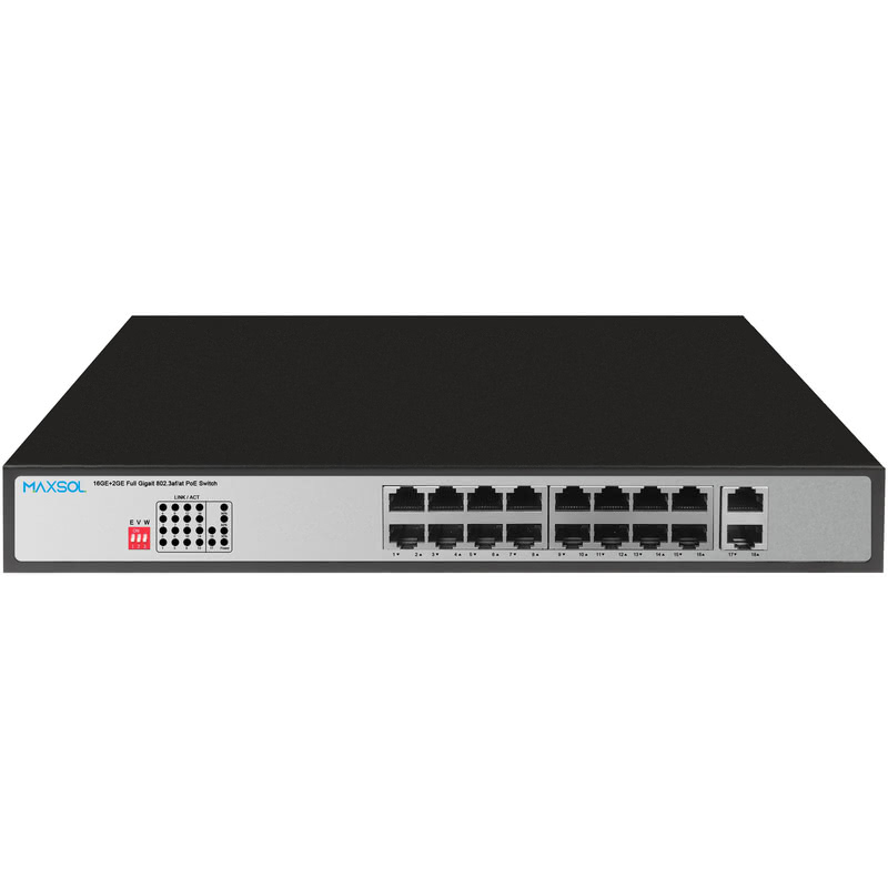 Switch PoE+ Gigabit cu 16 porturi, 300W, 2 uplink-uri