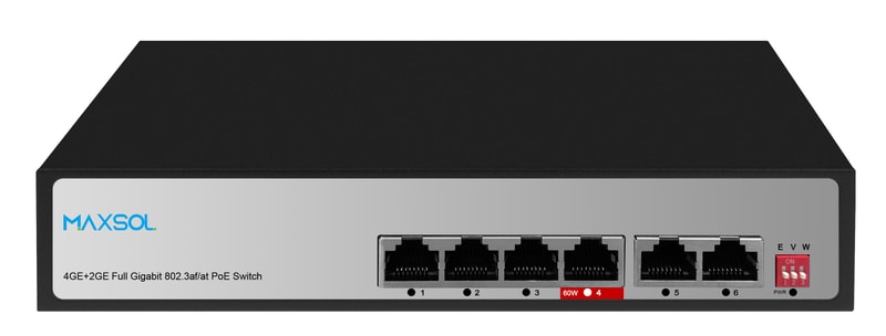 Switch PoE Gigabit neadministrabil cu rază lungă, 4 porturi, 65W