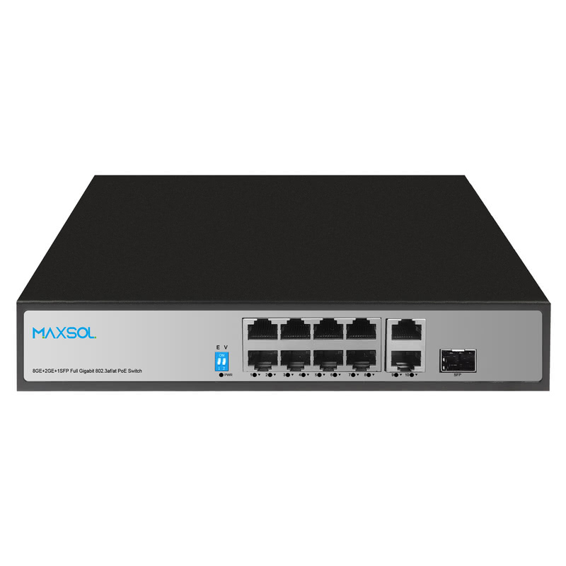 Switch PoE+ Gigabit PS1802FG cu 8 porturi și uplink-uri RJ45 și SFP
